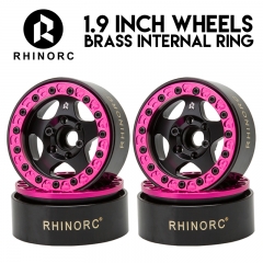 4Pcs Pink 24.5mm Narrow Brass & Aluminum 127g 1.9" Beadlock Wheel Rim  (WH1913)